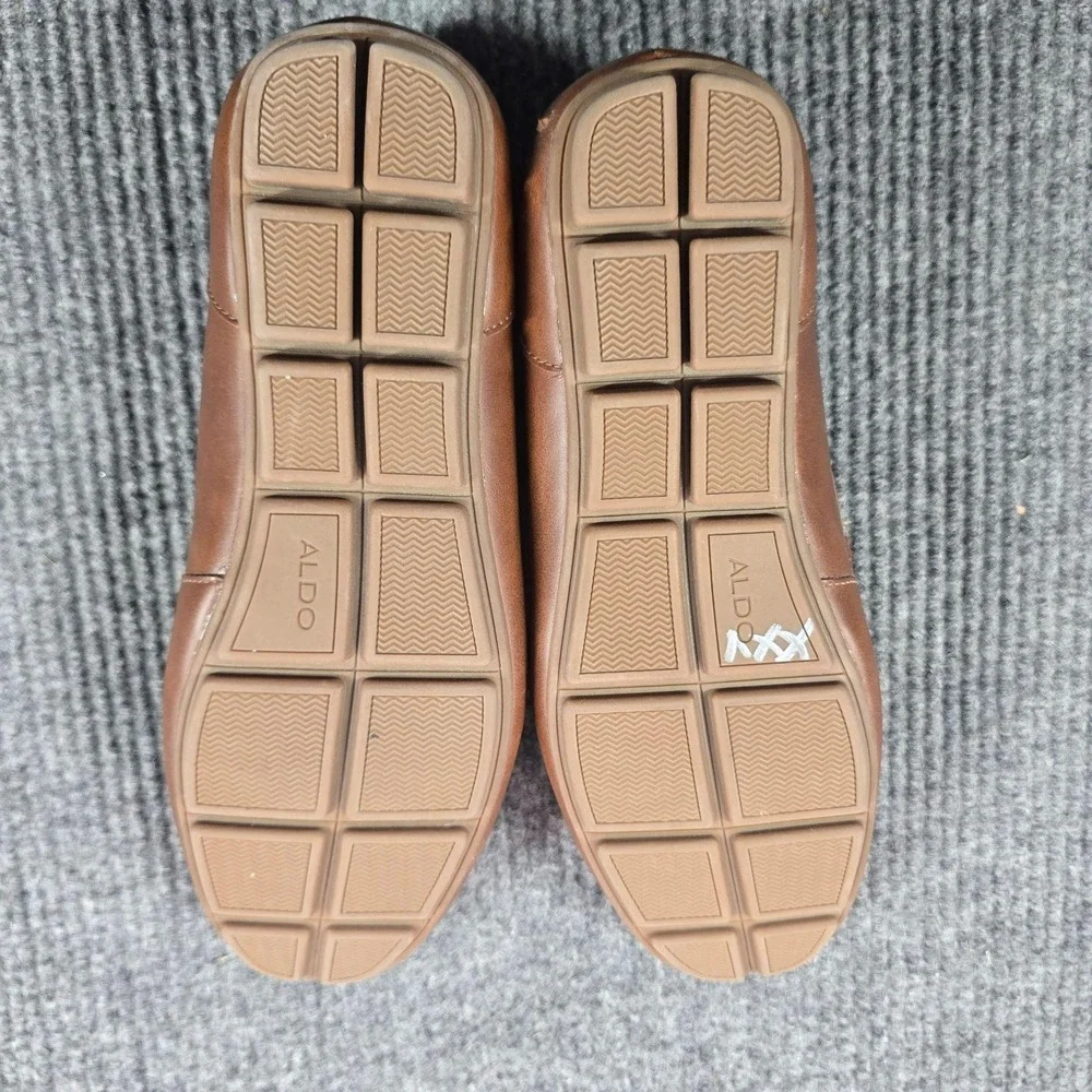 Aldo Shoes Mens Size 11 Brown Leather Bit Loafers Slip On Comfort Square Toe